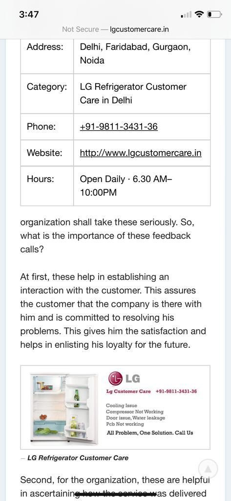 SulemanMerchant's tweet photo. @LGIndia are you aware that there is another website claiming to be authorised LG Customer Care running right under your noses. Fooling people into believing that service is being provided by LG direct. Who will take the responsibility for this ? https://t.co/ZDlSXBsBVY