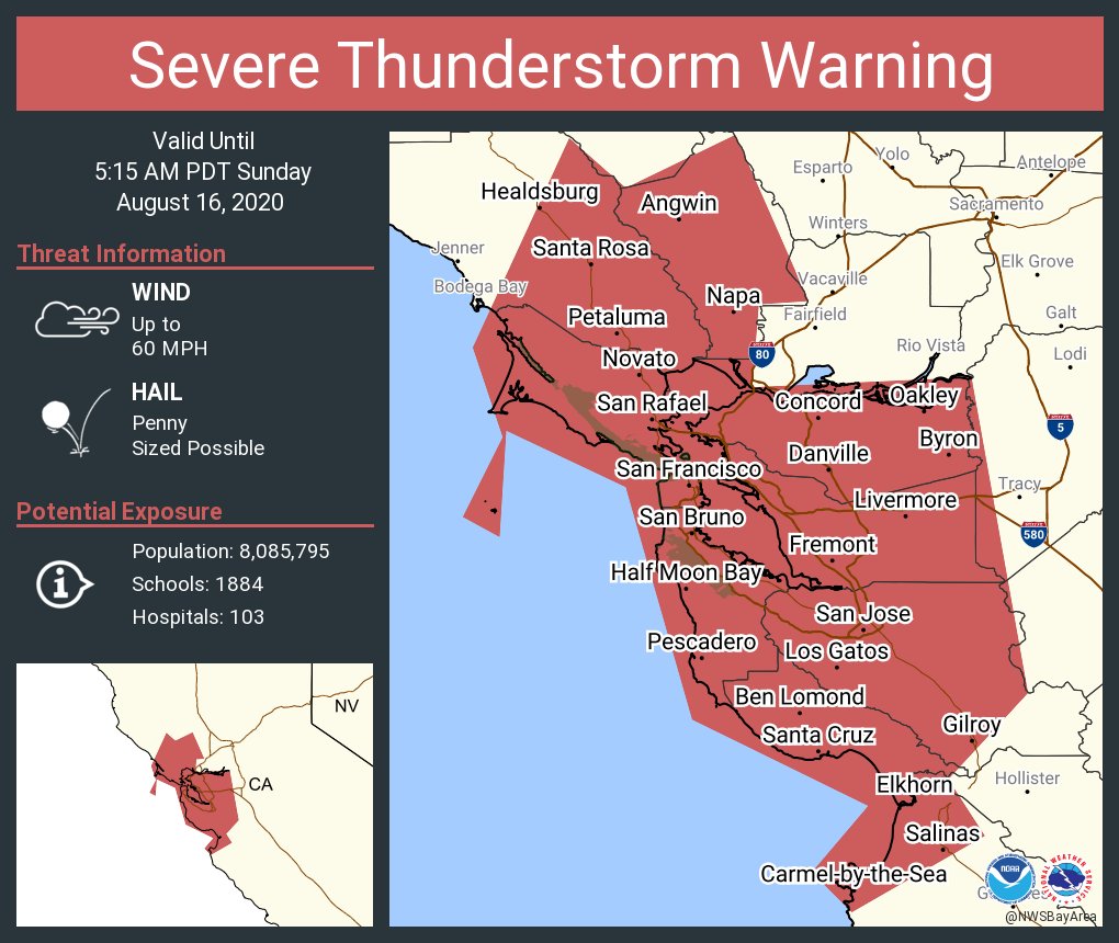 Nws Bay Area On Twitter Severe Thunderstorm Warning Including San Jose Ca San Francisco Ca Oakland Ca Until 5 15 Am Pdt