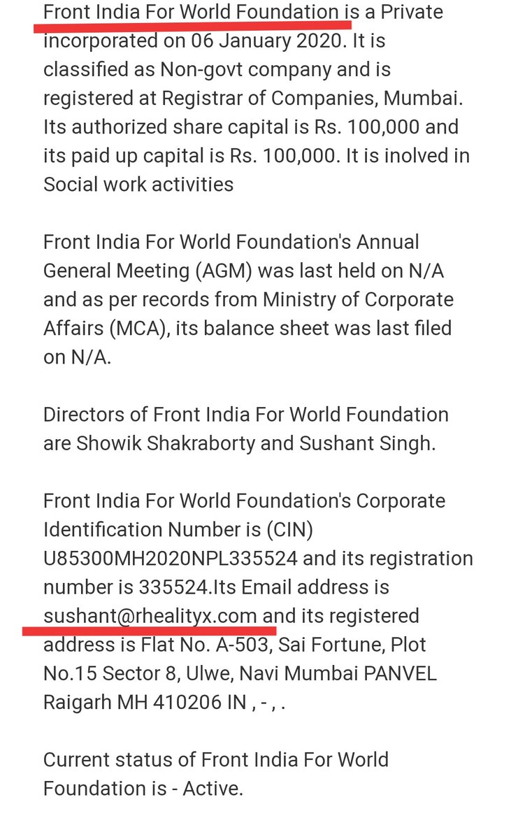 Amit2707's tweet photo. Rhea, Showik and Shruti already committed one of the biggest crime and they will not able to destroy this evidence.

Front India For World Foundation Company docs having forged signature of SushantSinghRajput.
Someone copied his sign in MOA and AOA.

#SCMonitoredCBI4SSR https://t.co/JanwYsKJRD