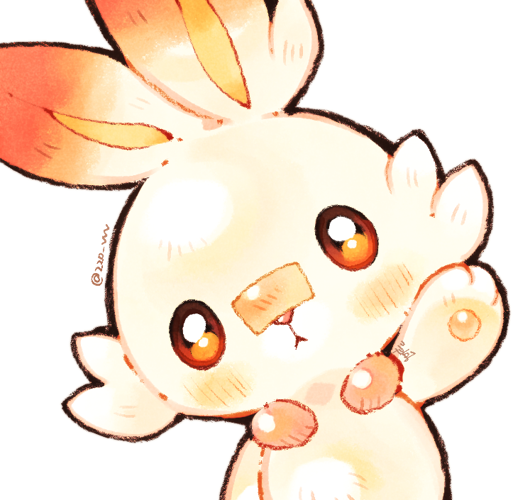 scorbunny pokemon (creature) blush white background bright pupils white pupils no humans simple background  illustration images