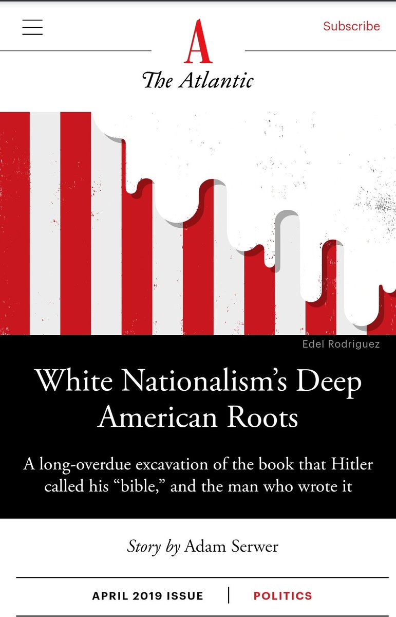 Americans want to believe that the surge in white-supremacist violence and recruitment has no roots in U.S. soil, that it is racist zealotry with a foreign pedigree and marginal allure. https://www.theatlantic.com/magazine/archive/2019/04/adam-serwer-madison-grant-white-nationalism/583258/