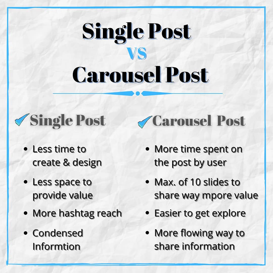 Did you know? 
The differences between #SinglePost or #CarouselPost!!

#SundayThoughts
#DigitalMarketing