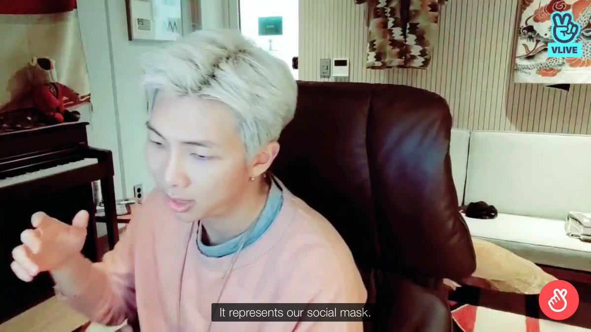 the MOTS series is obviously heavily inspired by the theories of Carl Jung and particularly the book "Jung's Map of the Soul" by Murray Stein. the Persona is commonly described as the "mask" used to portray oneself to the world, as namjoon explains here (namjoon big brain ily):