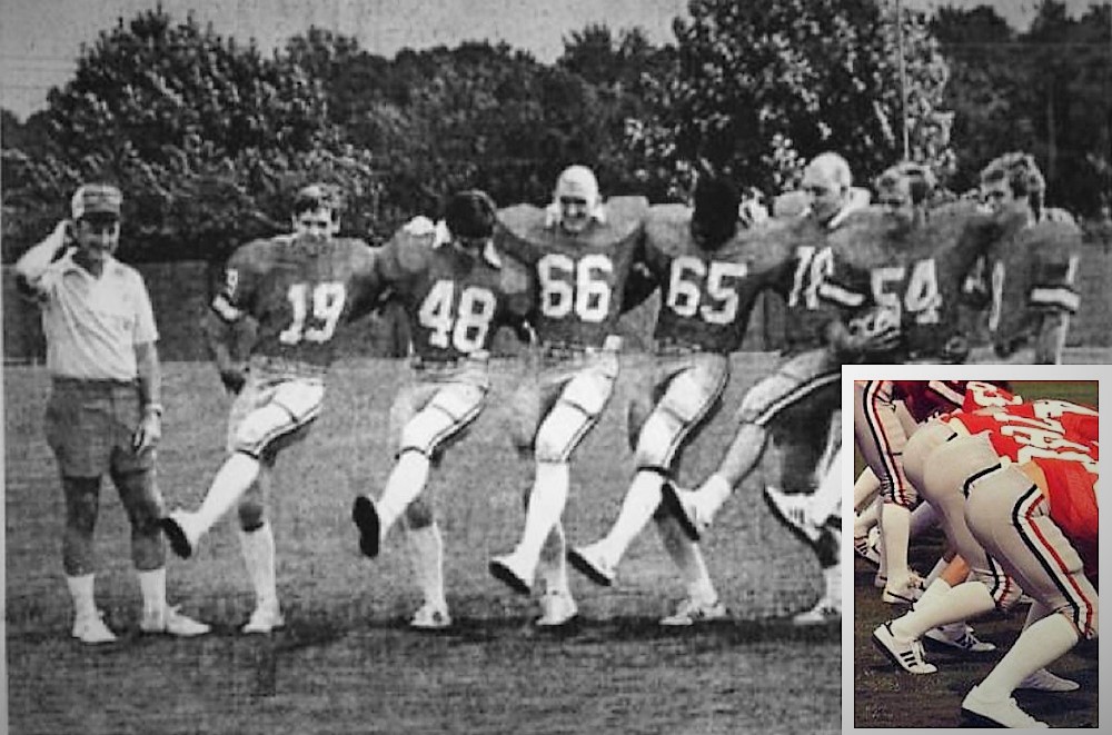patrickgarbin's tweet photo. #UGAFootball On This Day—40 years ago 

8/16/80: Silver britches were unveiled by #UGA at the team's annual Picture Day, marking the 1st time Georgia had donned the metallic colored pants since 1963.

Can anyone name the silver-legged Dogs (#19, 48, 66, 65, 76, 54, 8) in the pic? https://t.co/BI1zTmCfQf