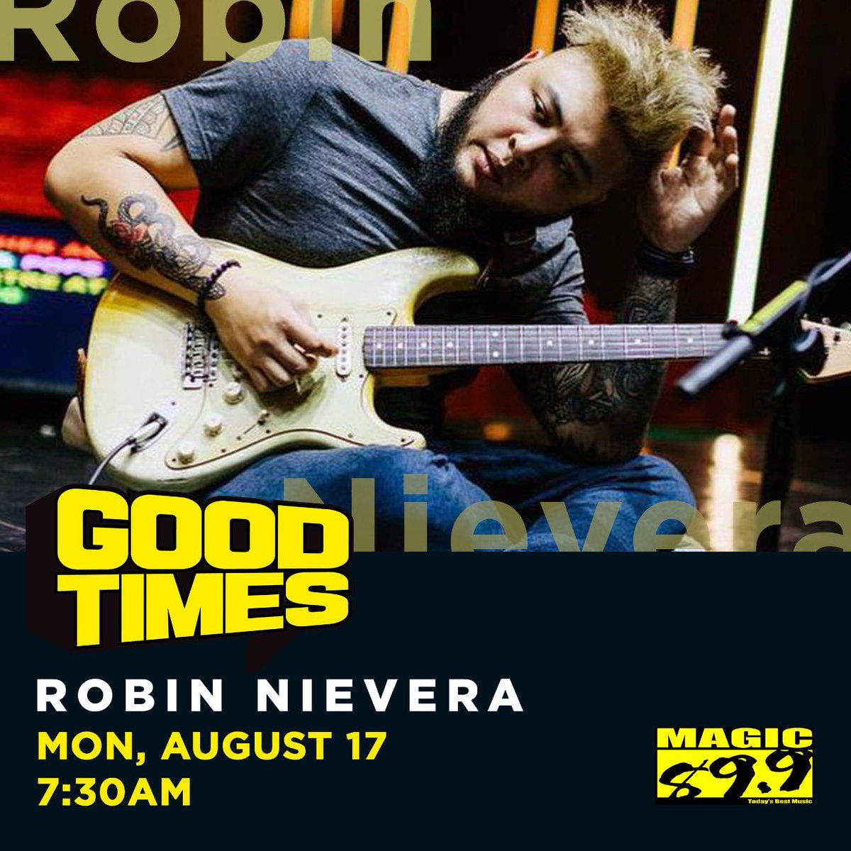 Magic899's tweet photo. You can’t mention “Nievera” without talking about Robin. Thrilled with the chance to catch up and hear him perform a couple of songs—a refreshing start to a whole new week with your @superteam899! #BeTheMagic https://t.co/NfZy6o3fxp