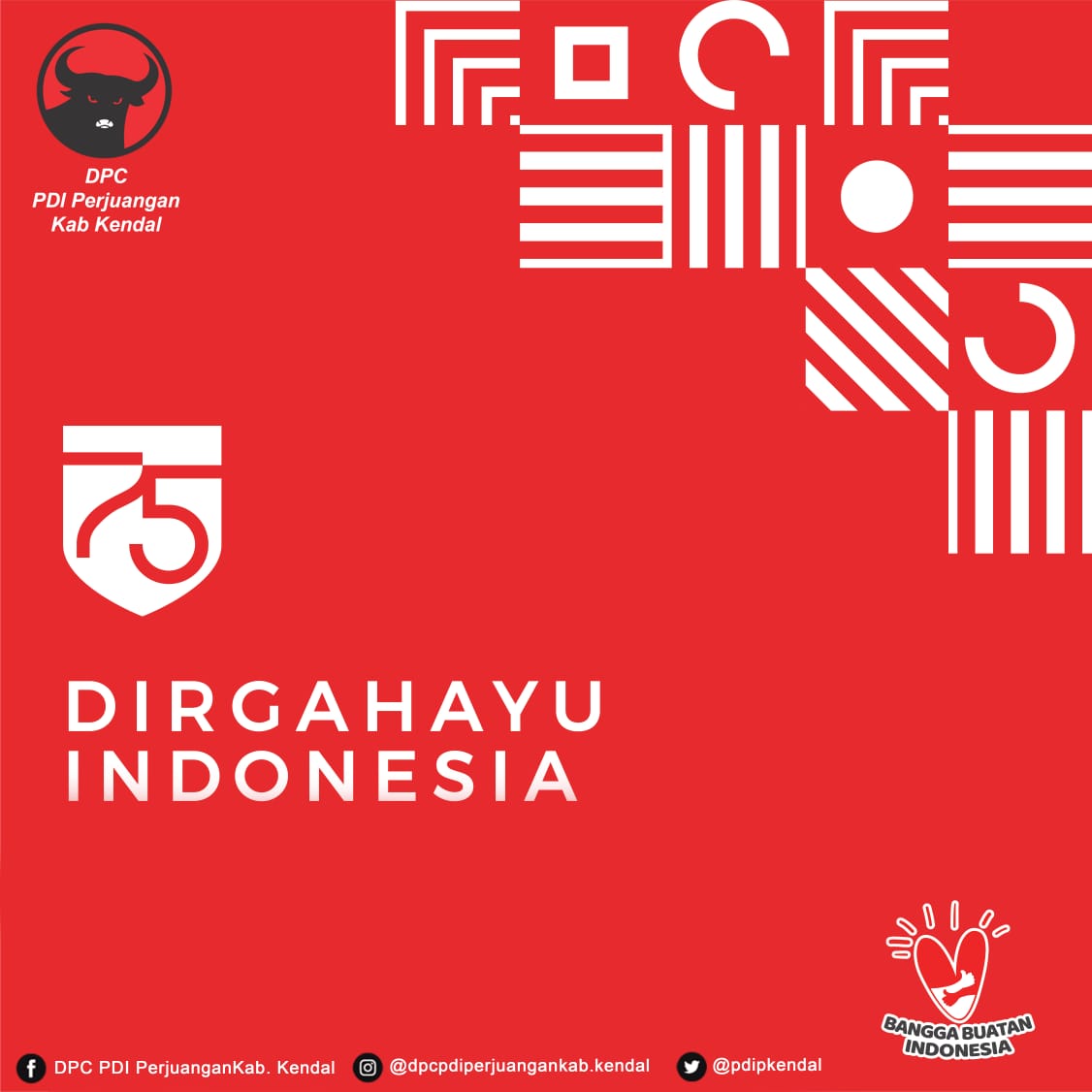 pdipkendal's tweet photo. Dirgahayu NKRI ke 75
Indonesia Maju

#pdiperjuangan 
#75merdekapdip https://t.co/AmdJUJPRD4