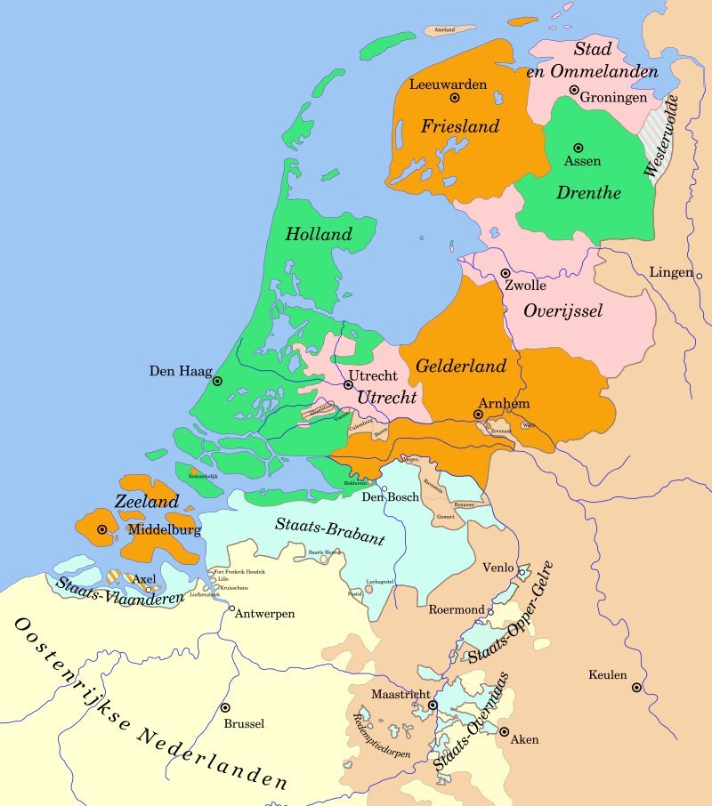 Yang disebut Belanda di periode ini adalah Republiek der Zeven Verenigde Nederlanden. Ini wilayahnya. Republik ini berdiri karena mereka berontak ke Spanyol yang menguasai Low Lands (sekarang wilayah Benelux), pemberontakannya ini pemicunya perang 80 tahun Spanyol - Low Lands.