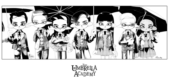 どちらも2ということで。Season3楽しみだね～('ω')ノ
#Splatoon2 #UmbrellaAcademy2 #umbrellaacademyfanart 