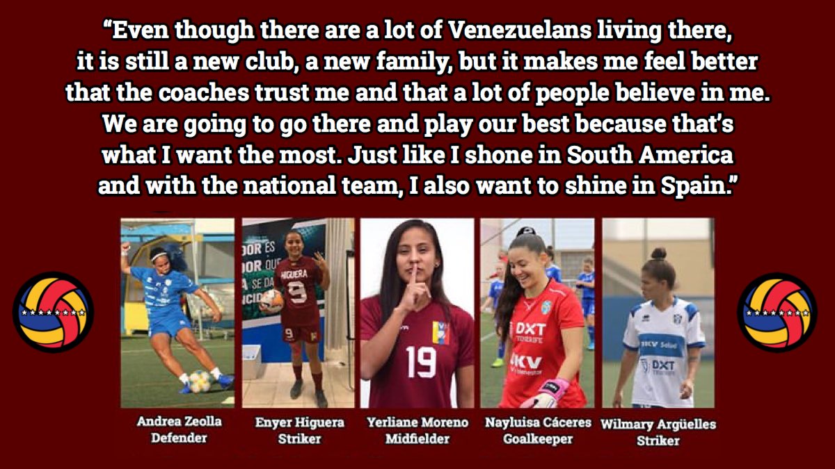 Q:  @UDGTenerife now has 5 Venezuelan players, including you, all of whom you've played with at some point. It must be a reassuring factor as well as a great pride.A: Knowing they're there and that I'll have their support puts me at ease, but it won’t be easy.  #venex (14/17)