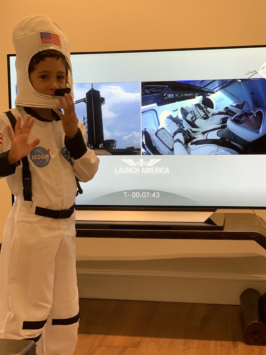 I was inspired by Apollo 11/Star Trek. My son Faris has been all about Falcon 9/Dragon since May 30th. So much so we just made his bottom bunk into a Dragon capsule. Let’s see where it takes him - maybe “where no man has gone before”. Thank you <a href="/elonmusk/">Elon Musk</a> <a href="/SpaceX/">SpaceX</a> <a href="/NASA/">NASA</a> 🖖🏼