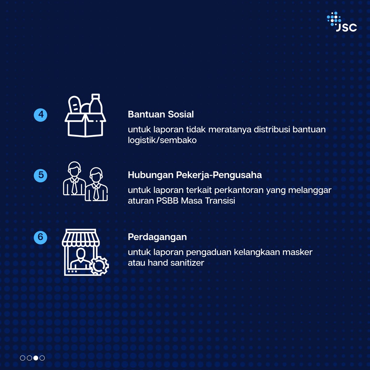 jkt_smartcity's tweet photo. Selama PSBB Transisi kamu bisa melaporkan permasalahan dengan kategori terkait pandemi Covid-19 melalui aplikasi JAKI.

Terdapat lebih dari 5 kategori yang dapat kamu sesuaikan dengan permasalahan yang kamu temui. Cari tahu kategori tersebut melalui infografik berikut. 

#JAKI https://t.co/0JP7Uqhi6j