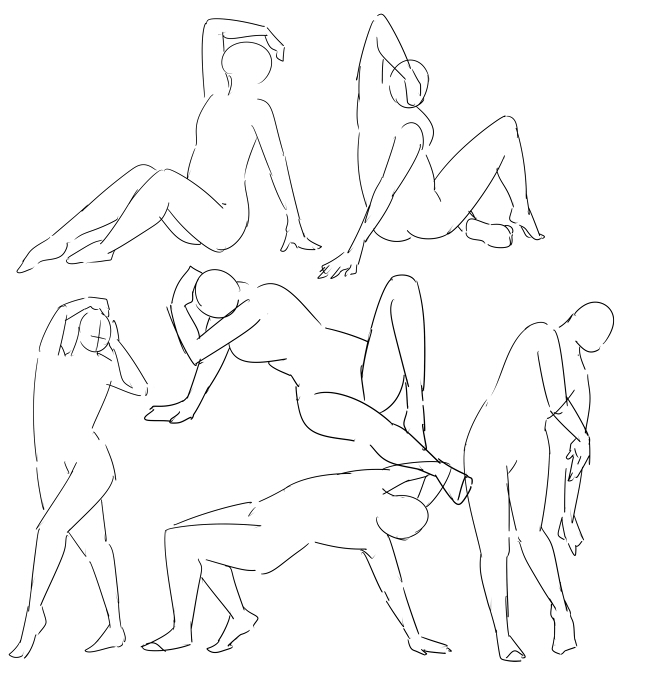 本日のスケッチ。段々1分じゃ描けないポーズが増えてくる。 