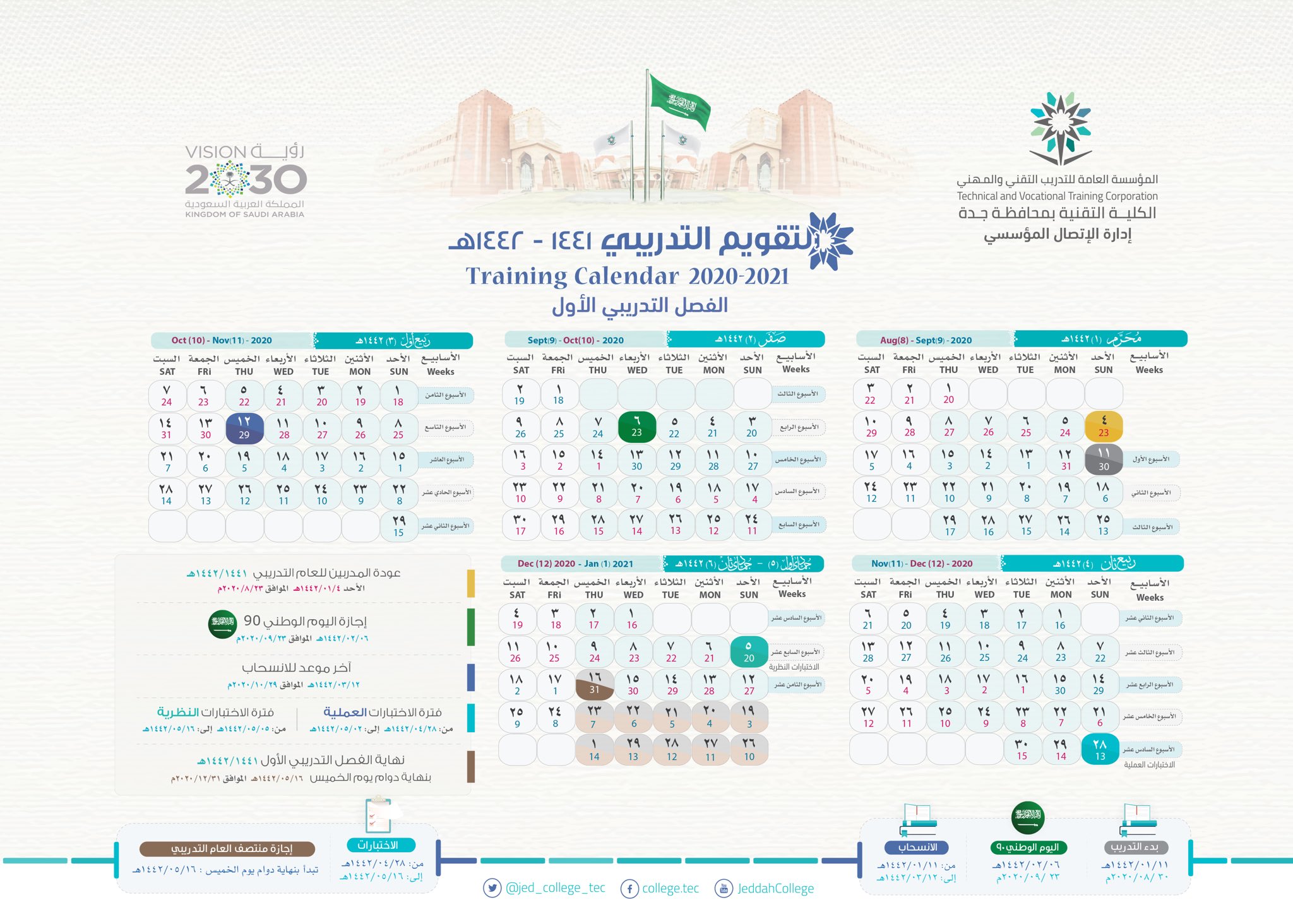 الكلية التقنية بجدة On Twitter الكلية التقنية بجدة التقويم التدريبي للفصل الاول لهذا العام