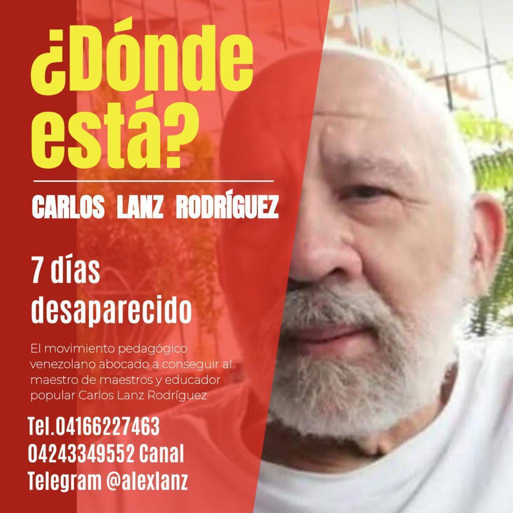 #BuscandoACarlosLanz no podemos pasar ni un día sin pedir la aparición de nuestro camarada Carlos Lanz.
Insistimos en recordar que la familia ha dispuesto de líneas telefónicas para recibir información útil para el caso ⬇️