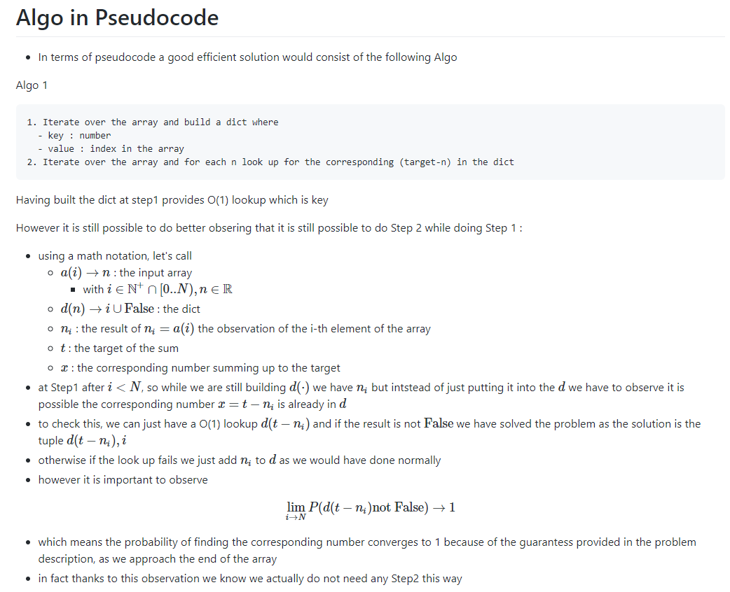 NicolaBernini's tweet photo. Solution to #Leetcode Two Sum Problem with detailed math explanation proving the optimality of the solution
https://t.co/Fkwo1gJhpE
on my #github
Plus Solution in #python3 with performance measured by Leetcode: faster than 98.93% of competitors
#coding #codingsunday https://t.co/1ELuQSLfVS