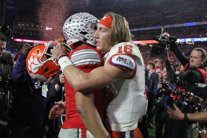 CFBHome's tweet photo. The two leaders of America embrace each other 🇺🇲 https://t.co/bx6J4tES6q