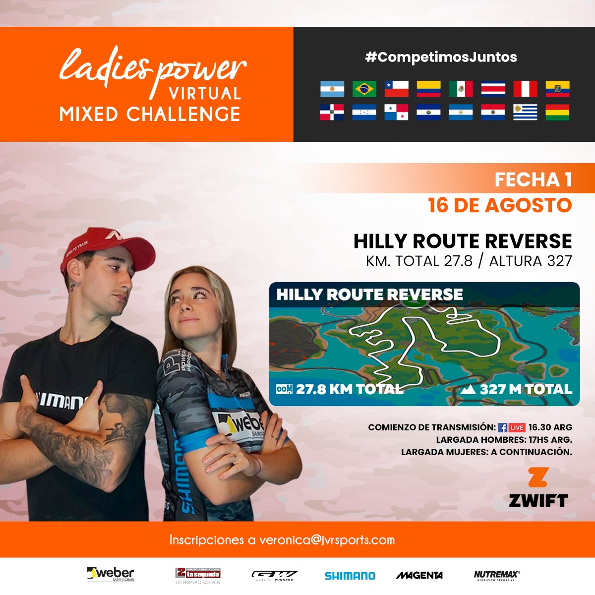 ElLadiesPower's tweet photo. #LadiesPowerVirtualMixChallenge empieza hoy con 48 parejas de distintos países del continente.
A las 16:30 empezamos la transmisión en Facebook live con @infoadolfo @verimarar y @Jorge_E_Romero para la carrera de hombres y luego las mujeres. https://t.co/VwTvRtDXHK