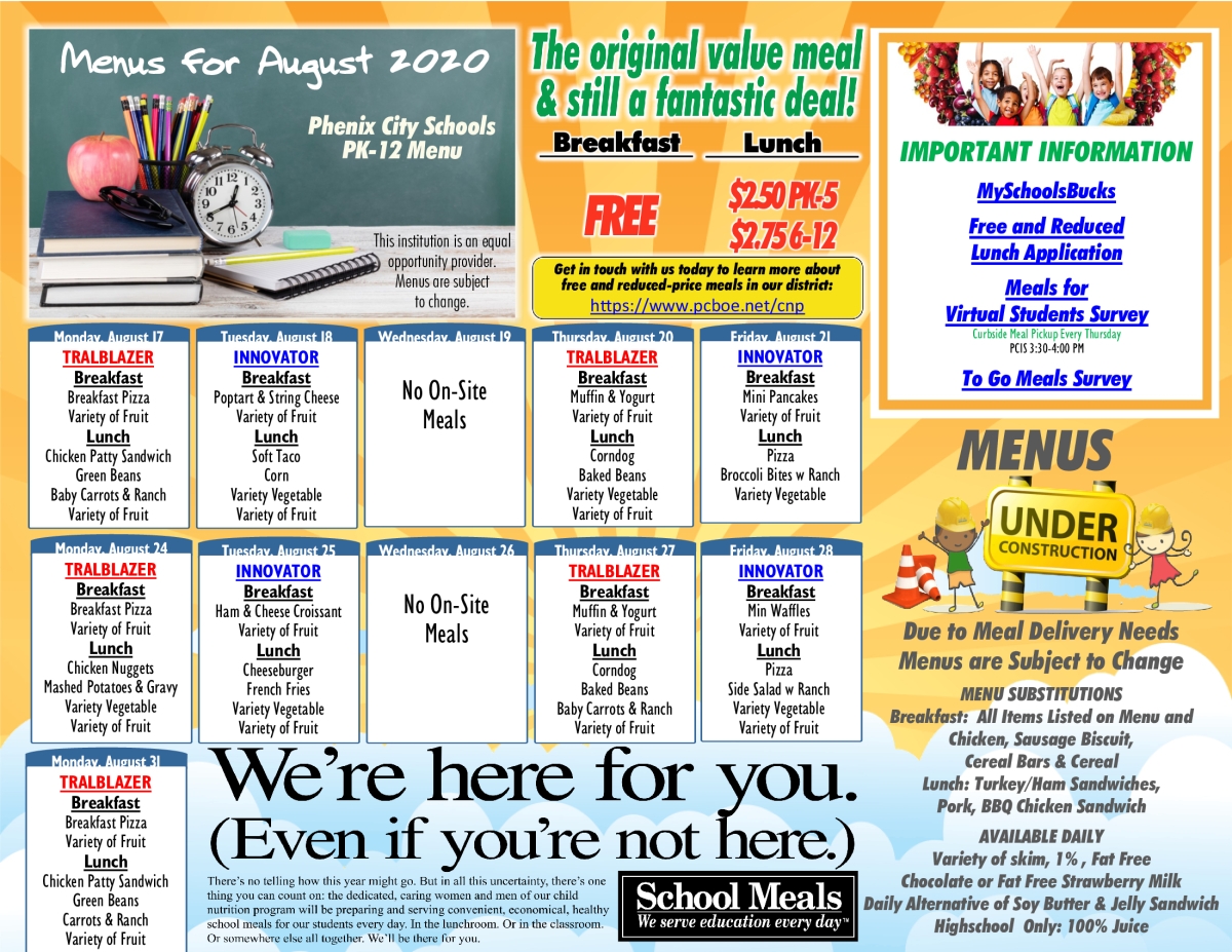 PCES_HAWKS's tweet photo. August Breakfast and Lunch Menu for PCES! https://t.co/uInwti4hTU