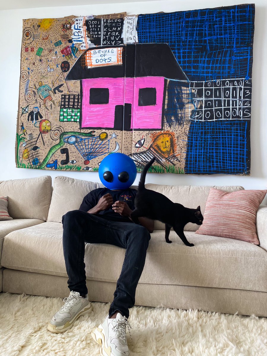 bluthegenius's tweet photo. Shoutout to @2chainz for copping 1 of 1 “Pink House” Original by BLU #Naija2theworld #bluworld #artcollector 🔵🔵 https://t.co/cpWWiYQgWO