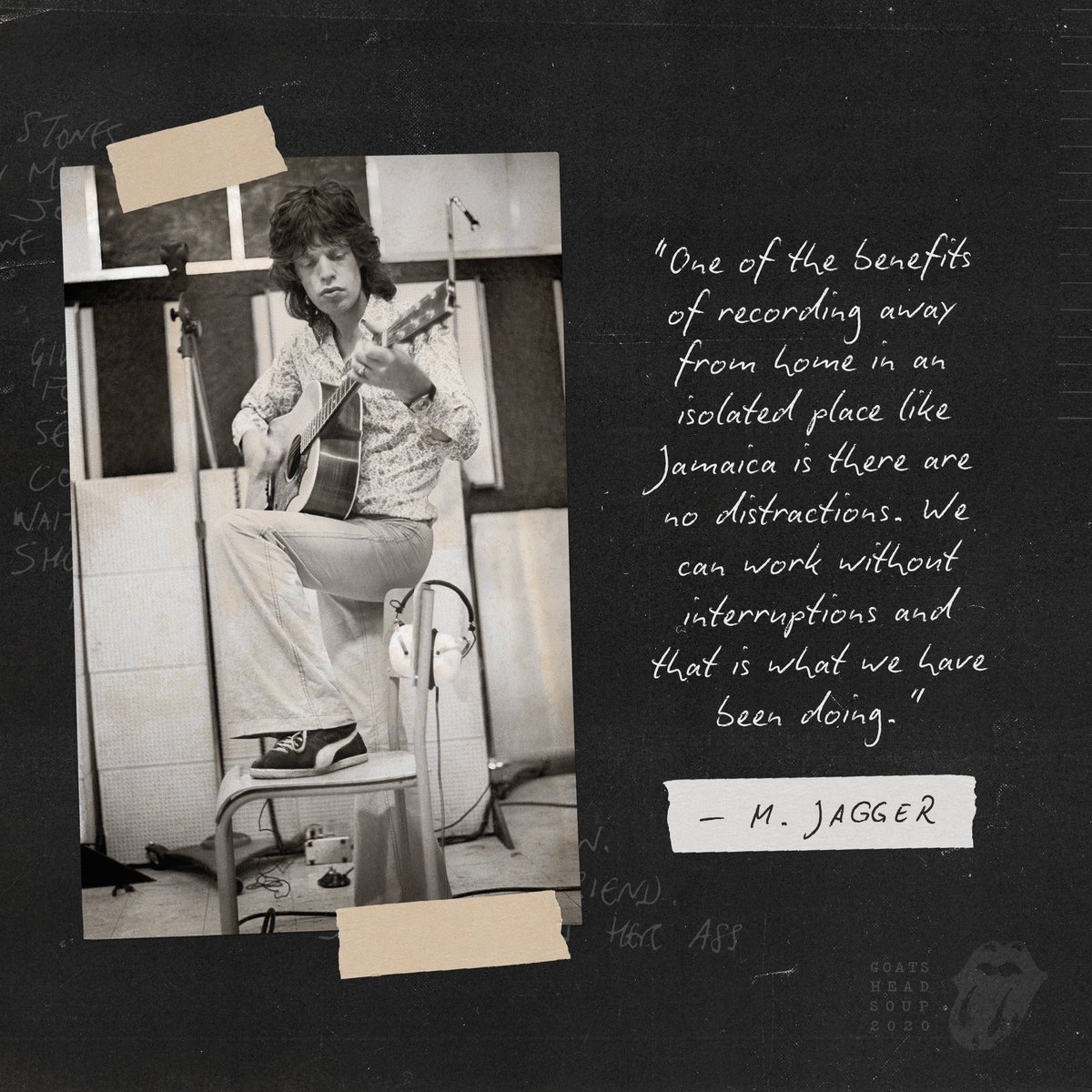 Whilst recording Goats Head Soup Mick was interviewed by Rolling Stone &amp; shared working titles of several songs - You Should Have Seen Her Ass, Star-fucker, Separately, Four and In, Give Us a Break, Waiting for a Friend, Angie &amp; First Thing. #ExperienceGoatsHeadSoup