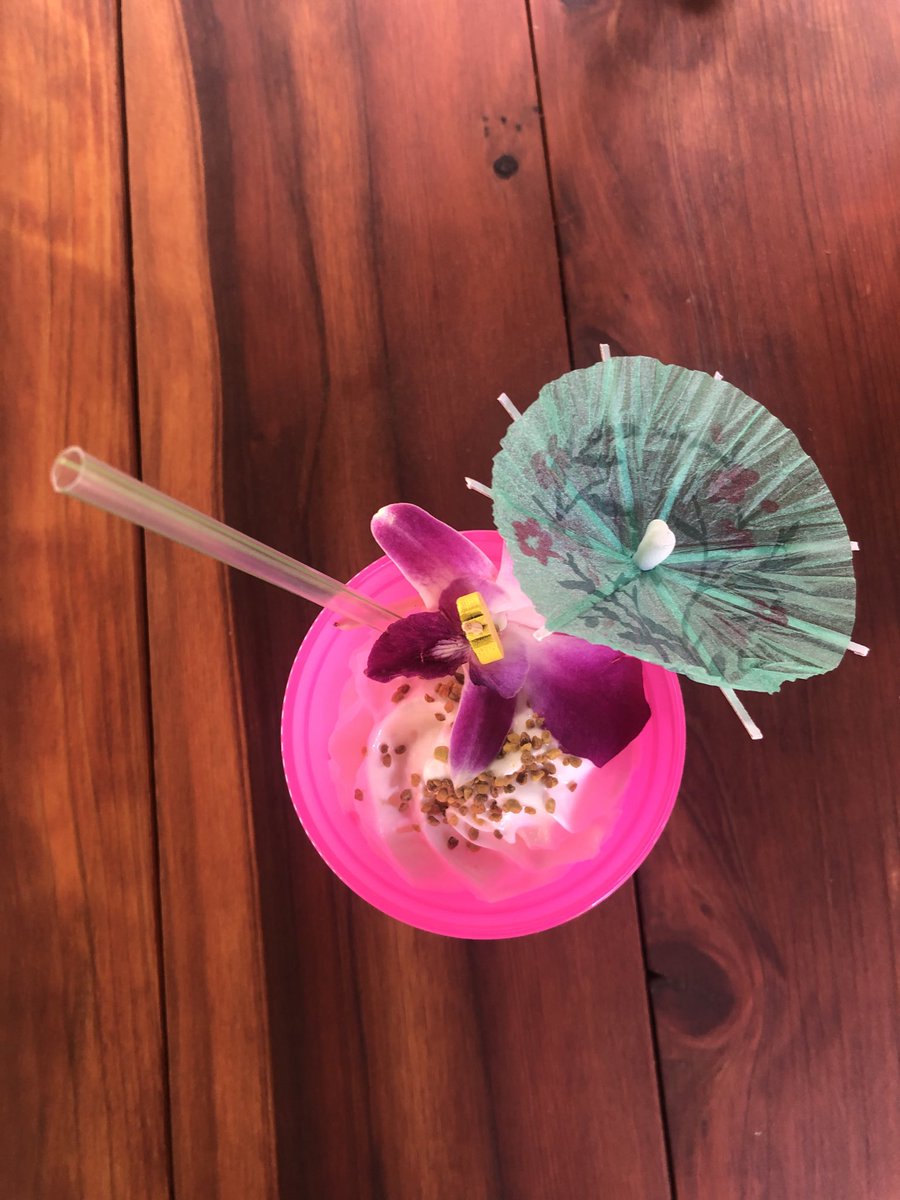 After reading the news this morning, I conjured my best inner Laurence Fishburne voice, in full-throated King of the Bowery mode: get that girl a DRINK. Never had a coffee-laced pina cola at 10 am, in a pandemic, but damn: @eempdx tastes like hope ... orchid &amp; umbrella  to boot.