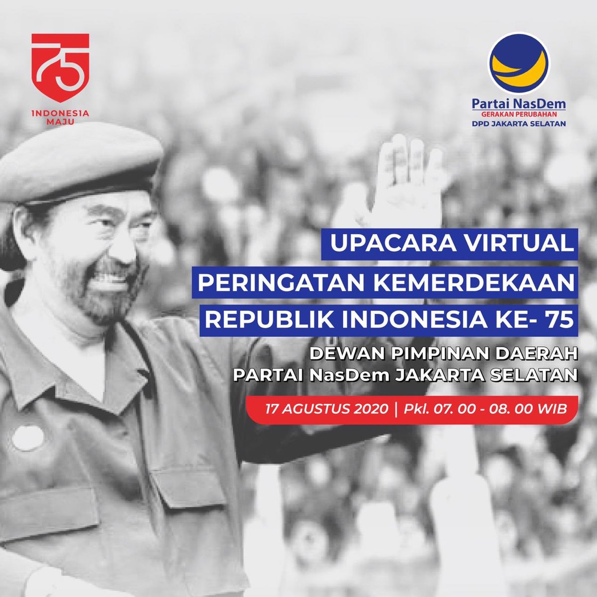 panjimito's tweet photo. Pertama!!!! Memperingati Hari Kemerdekaan Republik Indonesia Ke - 75 DPD Partai NasDem JakSel melakukan Upacara Virtual...#gwnasdemselatan #dpdjaksel #nasdemdki  #partainasdem #panjikartono https://t.co/URGJRMR6nK