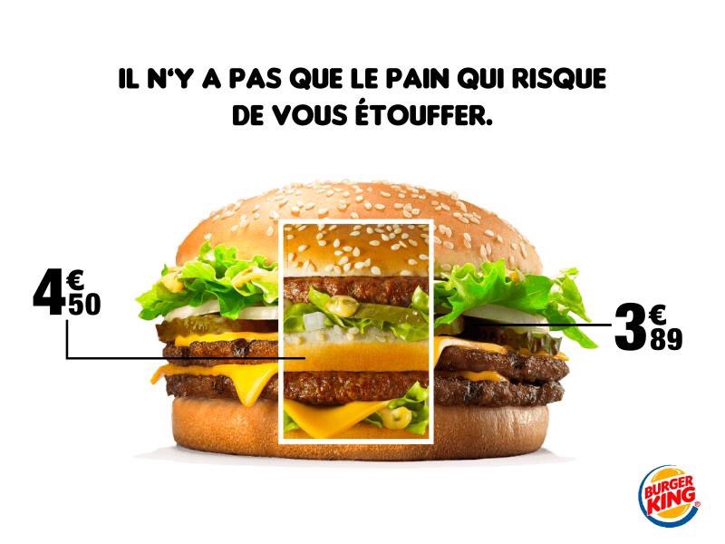 unpotedanslacom's tweet photo. Une idée de campagne Burger King qui détourne les visuels McDonald's pour souligner la différence de prix sur des produits similaires.

Crédits : Charles Peltier https://t.co/nOohd46a08