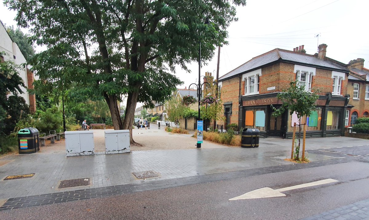 In other places "pocket parks" are made possible. A place for the people to use replaces pavement metal storage