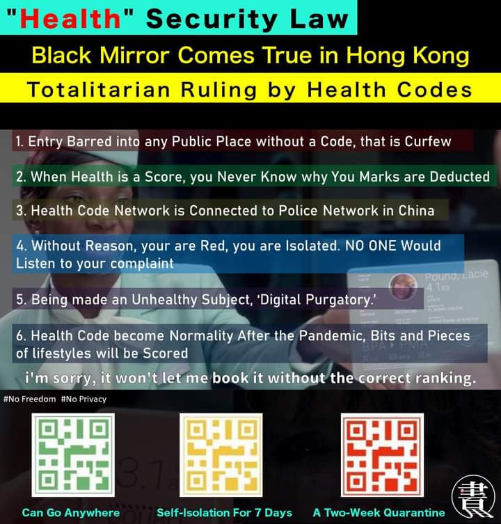meow999's tweet image. #CCP is going to locate every single #HKer via the &quot;Health Code&quot;. But it&apos;s definitely not for health concern. It&apos;s just an EXCUSE to control people！
#健康碼 #BlackMirror
@ElmerYuen @SolomonYue @benedictrogers @RichScotford @EnzoMazak @HongKongHermit @AlfredWyh @HKBritFisheries