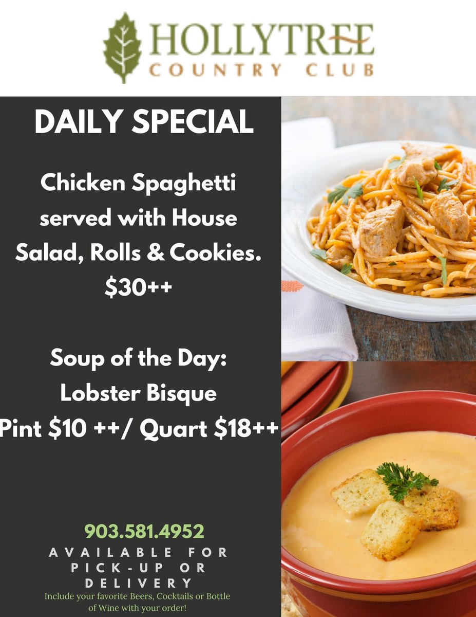 HollytreeTyler's tweet photo. Sundays are made for resting.... So order our Daily Special and enjoy your weekend!

903-581-4952 https://t.co/iJ50QBZhy7
