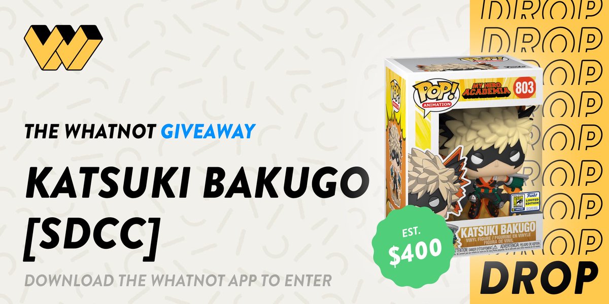 PorkChopDS's tweet photo. You can win a Katsuki Bakugo [SDCC] by entering the drop on the Whatnot app from @realwhatnot. Drop closes 08/27 at 6pm PT. https://t.co/RX6oE8RCPN https://t.co/Z9JyNNiXYf