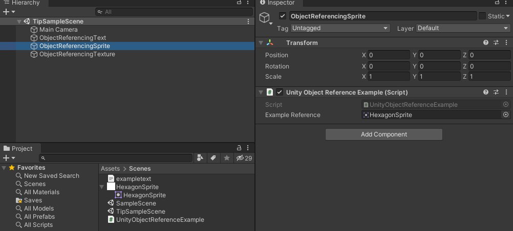 arielsan's tweet photo. When you use UnityEngine.Object fields in your classes you can drag and reference any Unity's object into them so you can perform custom logic depending the type of the object #unitytips #unity3d #unity #unity2d https://t.co/z0Zum4141E
