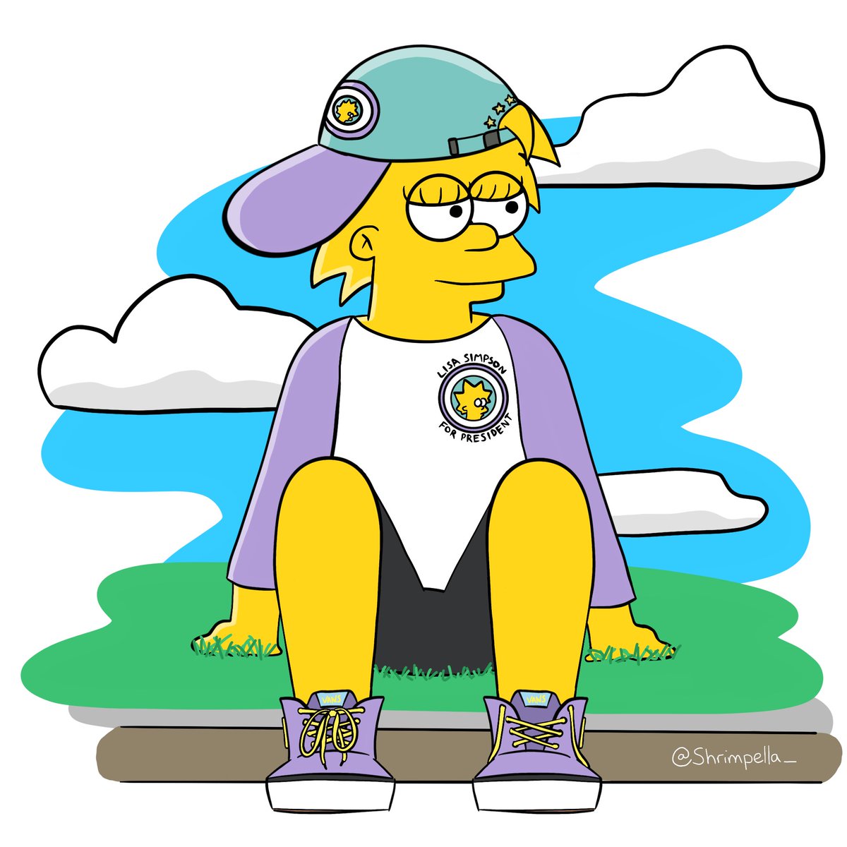 Shrimpella_'s tweet photo. Slightly janky sk8r Lisa Simpson wearing her own @VANS_66 merch, cos why not?
#simpsons #vans #lisasimpsonforpresident #procreate https://t.co/sLxL0HrI9s