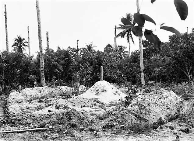 5/8  massacred by Japanese bayonets & swords by the end of June 1943. There were no survivors. After war’s end 2½ years later in Oct-Nov 1945 a mass grave was found on Ballalae Island by the Australian 7th Battalion and the Papuan Infantry Battalion. 436 skeletons were exhumed.