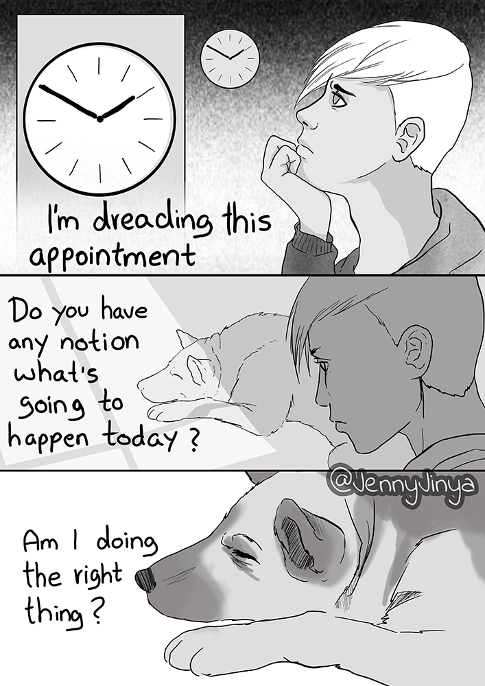 This topic was requested soooo many times, but this one broke me. As a dog owner, this was terrible to draw (and took me way too long) ☹ rest pages in the comments
1/3