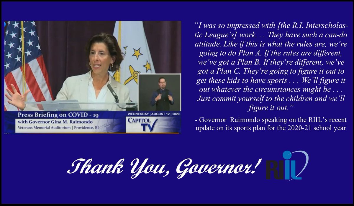 RIIL (@riil_sports) on Twitter photo Thank you, <a href="/GovRaimondo/">Gina Raimondo</a>. The RIIL will continue planning for a safe return to sports. Thank you, <a href="/GovRaimondo/">Gina Raimondo</a>. The RIIL will continue planning for a safe return to sports.