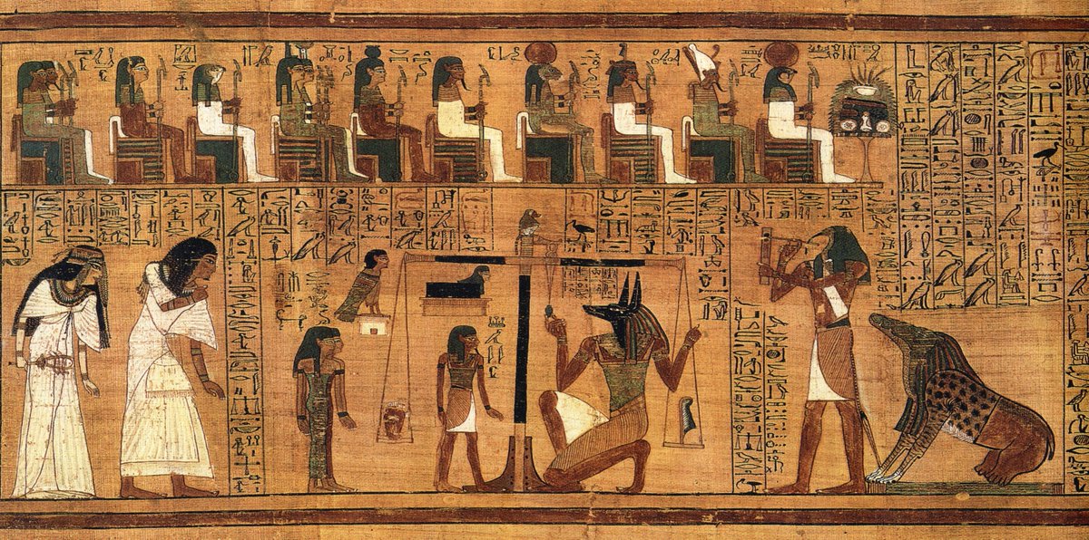 On trouve plusieurs éléments caractéristiques : les aplats de couleurs, les contours noirs, l'association image/texte (notez les pseudo-hiéroglyphes en partie supérieure), les postures étranges qui parodient la manière particulière dont les Egyptiens représentaient les corps...