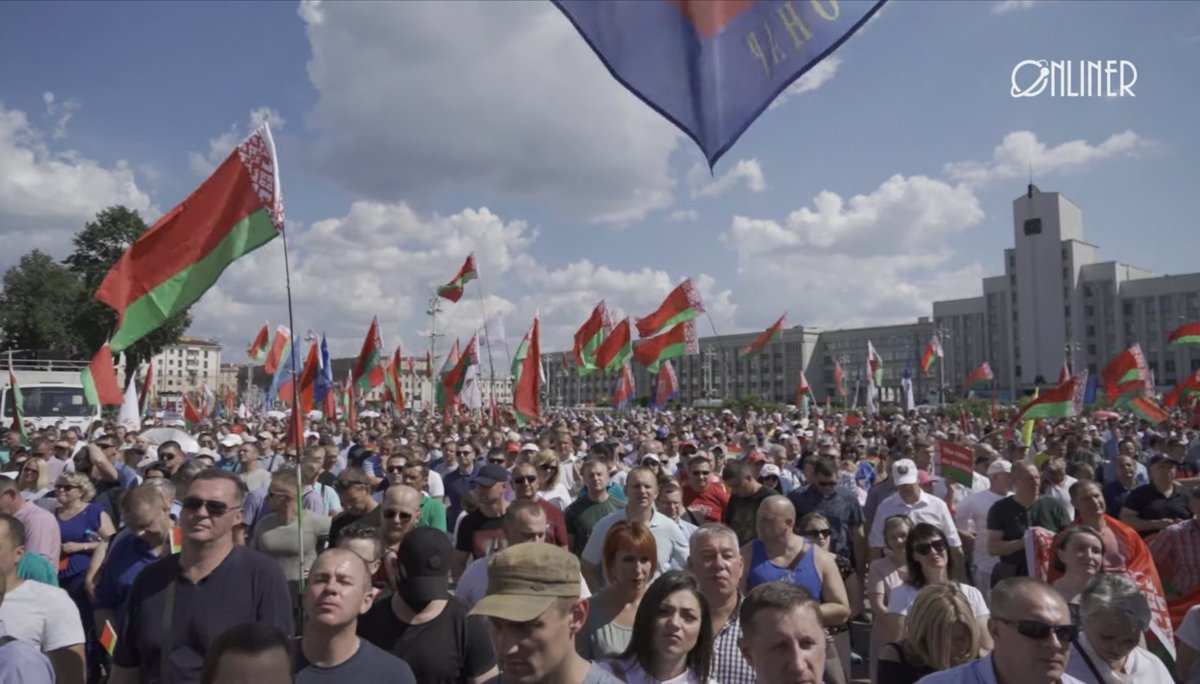 Imágenes de la concentración de los partidarios del Gobierno de Bielorrusia. Los convocantes hablaron de 70.000 personas