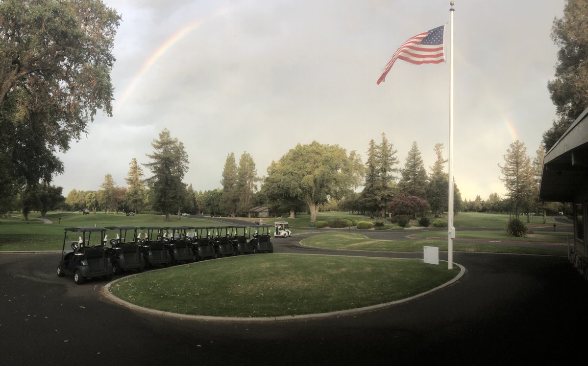 Good morning from El Macero!  Full on rainbow this morning. Regardless if you are playing golf today, stay safe and cool!  #rainbow #hotday #elmo #emcc