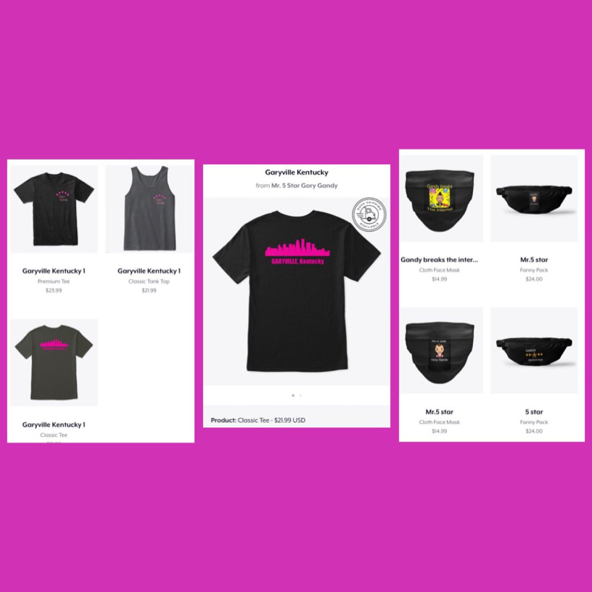 realgarygandy's tweet photo. Go check out my store. Pick you up some new merchandise. Use free at checkout and get free shipping. https://t.co/ZhE0KZJ5PG https://t.co/MM7shWPqlw