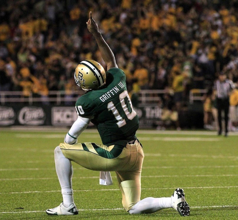 Today's first choice is an easy one for  @BUFootball. Simply put, if it's good enough for  @RGIII, then it's good enough for me. Gold, green, and white are in perfect harmony on Baylor's classic lid.