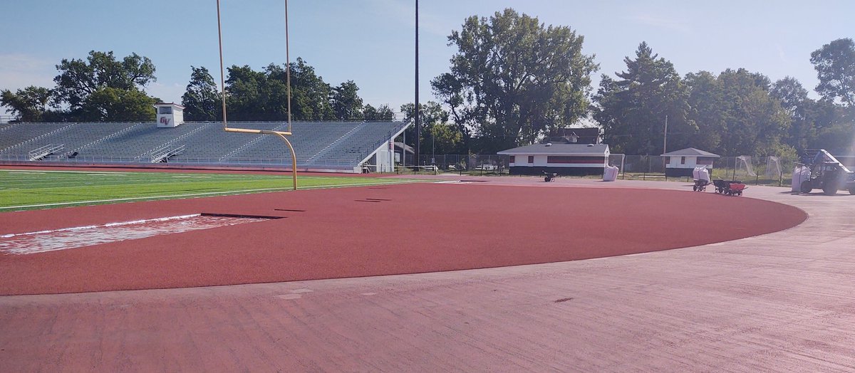 GrandViewTFXC's tweet photo. Williams Stadium Update:
New track surface looks great!
Probably a few more days left of installing the top coating, then on to striping the lanes. https://t.co/Cb6am2xj7Z