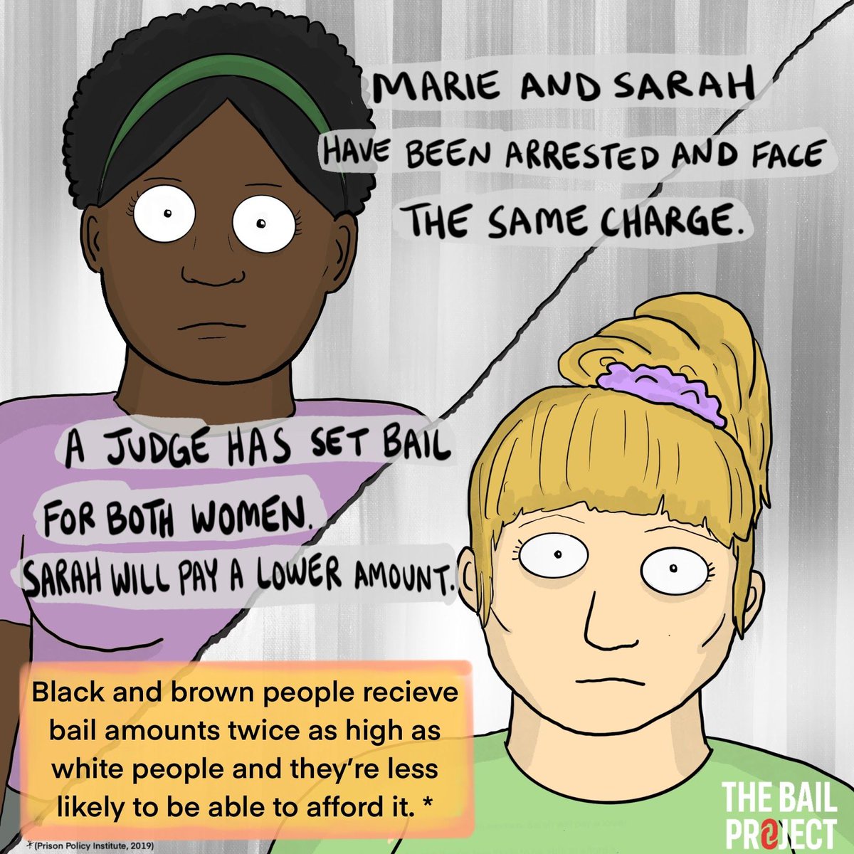 Marie and Sarah have very different experiences with bail. Guess whose story has a happier ending... ⁣⁣ #endcashbail  #blacklivesmatter    #freedomshouldbefree