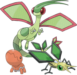 The Trapinch/Vibrava/Flygon line is really neat - they're based on a family of insects called antlions! Many species of antlions, when they are larvae, dig funnel-shaped pits in sand that trap their prey. As adults they resemble dragonflies.