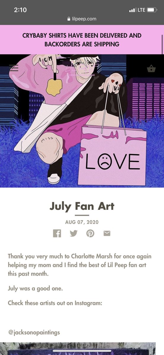 Chloe_D6's tweet photo. Thought it was cool my artwork of Peep got put on his official website and I’m big happy :))) https://t.co/2s16edoXZ5