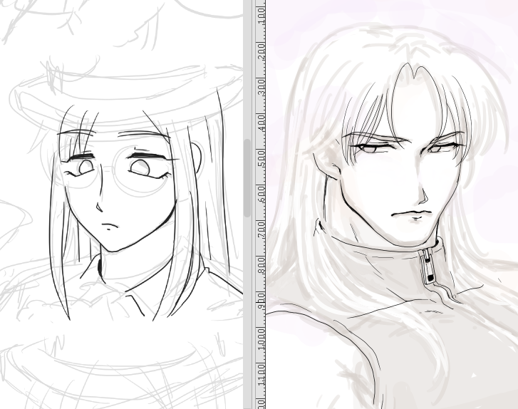 ためしに描きかけのやつ横においてみたら全然顔つき違って力の入れ具合も違うんだけどこれがわたしの認識の差か… 