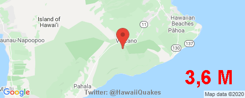 HawaiiQuakes's tweet photo. USGS reports: M3,6 Earthquake 5 km SSW of Volcano, Hawaii,
Depth 11,4 Km @ 2020-08-16 05:45:42 HST.
More info: https://t.co/LW1o51IHDi 
#EarthQuake #Hawaii #Quake https://t.co/r7nrdKaNsm