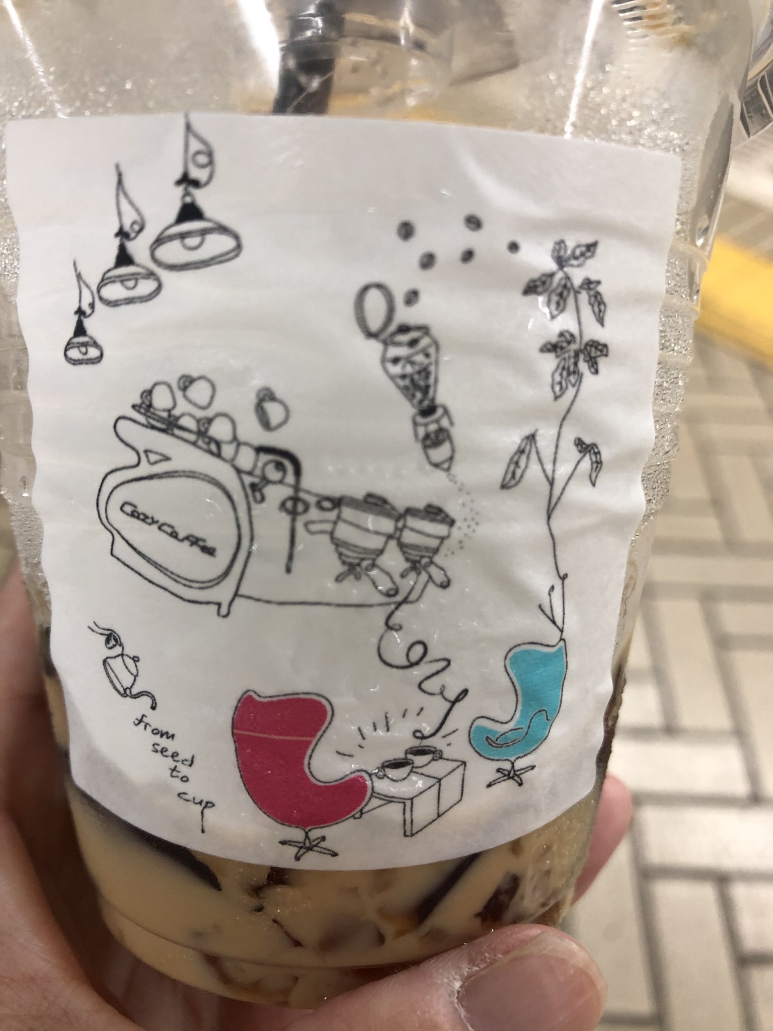 ままろん Cozycoffeeのコーヒーゼリーラテ カップのイラストがおしゃれ 美味しかった ままろん Cozycoffeeのコーヒーゼリーラテ カップのイラストがおしゃれ 美味しかった