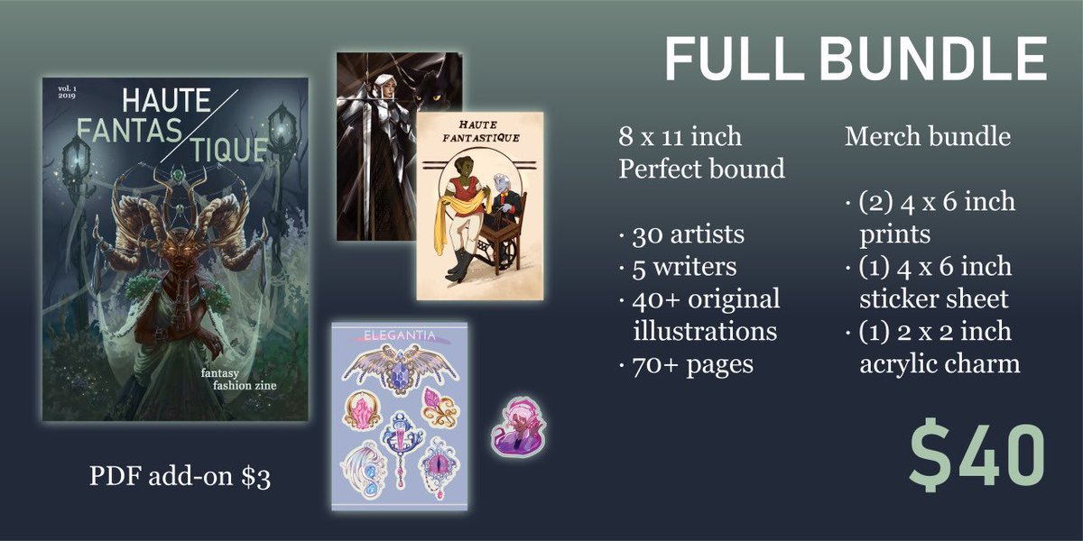 ZineFantasy's tweet photo. LEFTOVER SALES OPEN! 
Full Bundle: $40
Physical Zine: $25
Merch Grab Bag: $5

If you missed preorders, See link in bio to check out the shop while supplies last!
@ZineTown @zine_apps @zineforall @Apps4Zines #zines #originalzine #zines #fantasyart #fantasyfashion #fashion https://t.co/dFVSmDS7JG