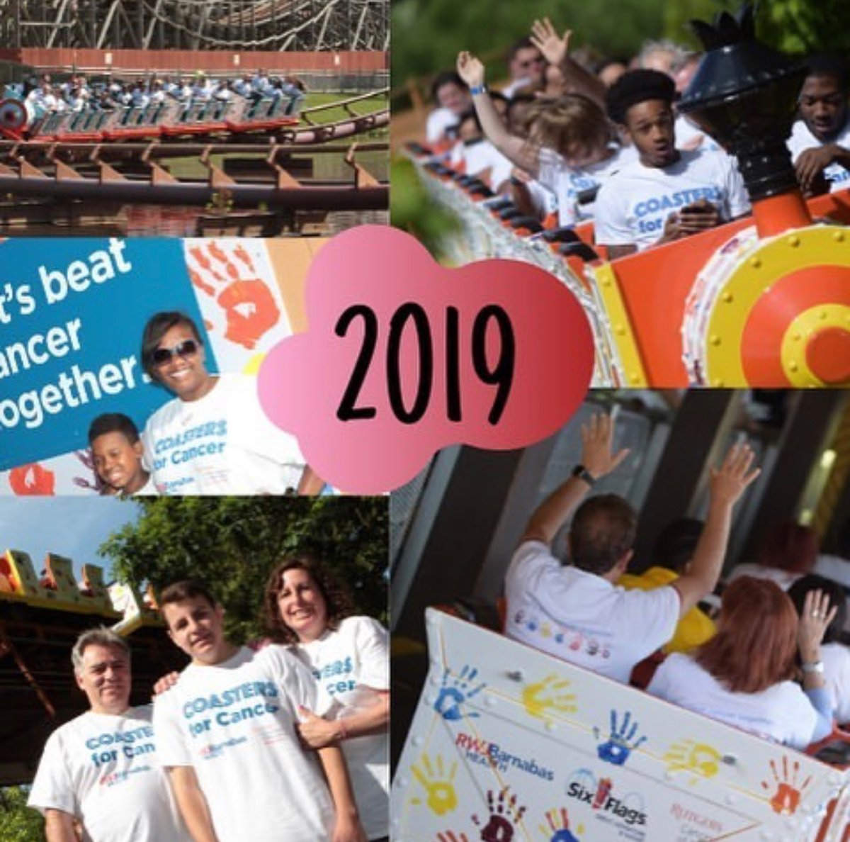RutgersCancer's tweet photo. Today is #NationalRollerCoasterDay. #ICYMI, @RutgersCancer in partnership w/ @SFGrAdventure @RWJBarnabas wrapped a rollercoaster w/ #cancer survivors/supporters handprints last year in honor of #SurvivorsDay! Replay the memories: https://t.co/RsaZP8cnSt #CoastersforCancer https://t.co/WNAoaKNZZH